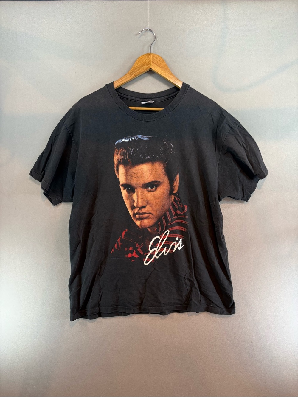 Vintage Elvis Presley T Shirt Black 1990 Graphic Tee Single Stitch XL Big Print
